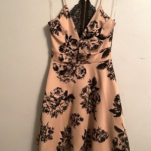 Tan And Black Floral Dress